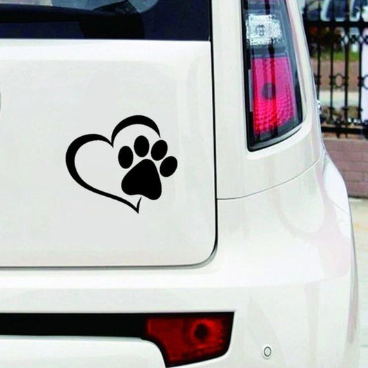 Adorable Heart & Paw Print Car Sticker