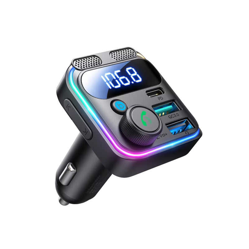 48 W Bluetooth 5.3 Auto-FM-Transmitter mit zwei Mikrofonen und Schnellladung