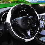 Luxury Leather Diamond Crown Steering Wheel Cover