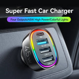 45W 4-in-1 Car Charger with PD3.0 & QC3.0 for Fast Charging