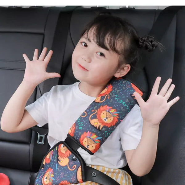 Soporte ajustable para cinturón de seguridad de coche y funda acolchada para niños: posicionador de hombro cómodo y seguro