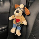 Protector de hombro para cinturón de seguridad de coche de felpa de perro de dibujos animados