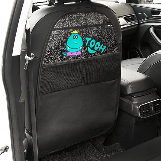 Protector de asiento de coche apto para niños con almacenamiento