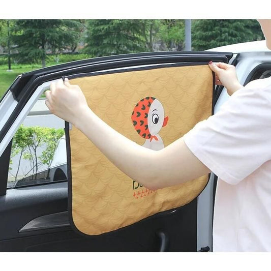 Universal Magnetic Car Sun Shade with Cute Cartoon Styling