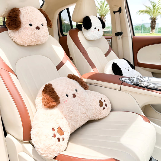 Juego de almohadas de apoyo para el cuello y la zona lumbar con forma de coche de dibujos animados de animales