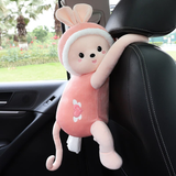 Cute Cartoon Car Tissue Box Creative Lovely Rabbit Short Plush Tissue Box Holder for Car Armrest Box Car Seat Tissue Box