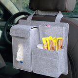 Multi-Pocket Felt Car Seat Organizer - Space-Saving Travel Storage Bag