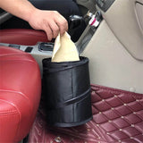Compact Foldable Car Trash Can with Pressing Lid and Storage Pocket