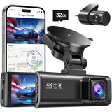 4K Dual Dashcam vorne und hinten mit GPS, WLAN, Nachtsicht und 32 GB-Karte