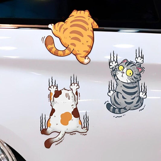 Calcomanía caprichosa para coche con rasguño de gato