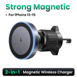 Magnetic 15W Qi2 Wireless Car Charger with LED Light & Air Vent Clip