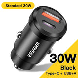 Cargador de coche USB dual de 30 W/45 W con carga rápida para iPhone y Android