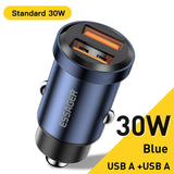 Cargador de coche USB dual de 30 W/45 W con carga rápida para iPhone y Android