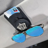 Luxuriöser Sonnenbrillen- und Kartenhalter aus Leder für die Autoblende mit Diamantkrone