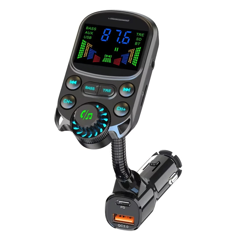 Bluetooth 5.3 Car FM Transmitter with PD & QC3.0 Quick Charging, Aux, and MP3 Player