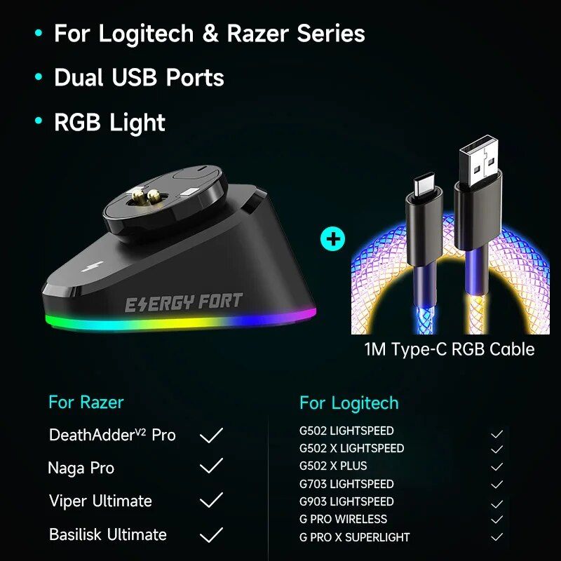 Ladestation für kabellose Gaming-Maus mit RGB-Anzeige