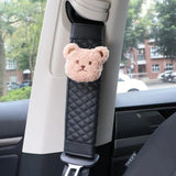 Cute Bear Car Seatbelt Cushion for Kids - Soft Leather Shoulder Strap Pad