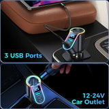 Cargador de coche de 4 enchufes y 150 W con USB PD3.0 y QC3.0: carga superrápida para iPhone y Samsung