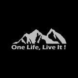 Adhesivo universal para coche todoterreno 'One Life Live It' - Adhesivo con silueta de montaña para todos los vehículos