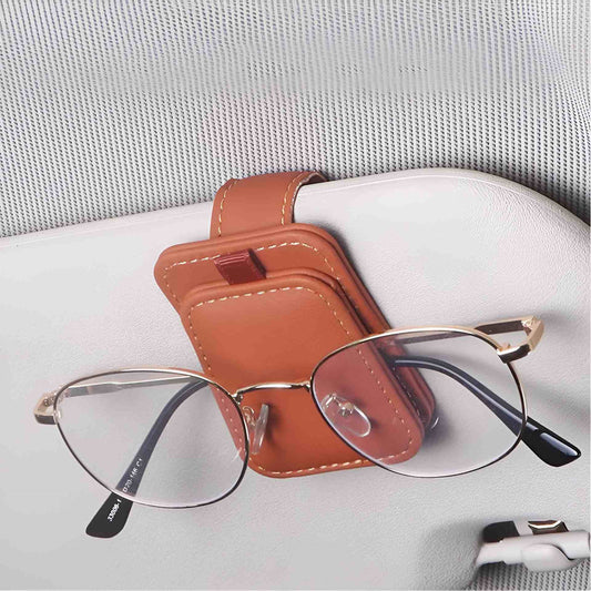 Soporte magnético de cuero para gafas de sol de coche: clip universal para gafas de sol