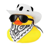 Mini Rubber Duck Car Ornaments Dashboard Interior Decor Cowboy Hat Duck With Scarf Sunglasses Kids Toys Gifts Car Accessories