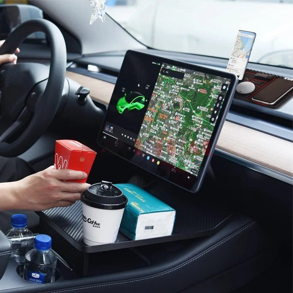 Essenstablett für die Mittelkonsole mit rutschfester Telefonhalterung für Tesla Model 3 &amp; Y (2017-2023)