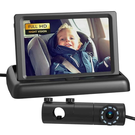 Baby-Autokamera mit HD-Display, 4,3-Zoll-Monitor und Nachtsicht