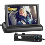 Baby-Autokamera mit HD-Display, 4,3-Zoll-Monitor und Nachtsicht