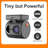 2K Mini Dash Cam with Voice Control, Night Vision, WiFi, and Parking Monitor