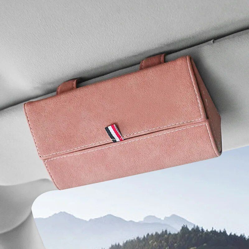Soporte para gafas de sol con visera de coche de cuero PU de lujo
