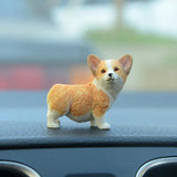 Lindo adorno para tablero de Corgi - Mini decoración de coche para cachorros de resina