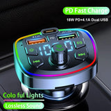 Bluetooth 5.0 Auto-FM-Transmitter mit Dual-USB-PD-Aufladung und MP3-Player mit LED-Hintergrundbeleuchtung