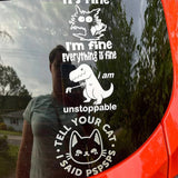 Dinosaurier „I am Unstoppable“ Lustiger Autofensteraufkleber – Vinyl-Aufkleber für JDM-Fans