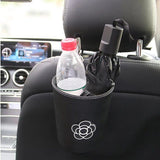 Chic Camellia Car Trash Bin - Compact Garbage Bag for Auto Vent & Headrest