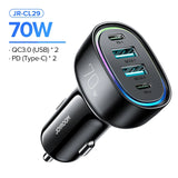 Adaptador de carga rápida para automóvil 4 en 1 de 70 W: PD3.0 y QC3.0 para iPhone y más