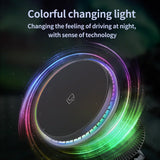 Cargador inalámbrico magnético potente para coche de 15 W con luz RGB para iPhone, soporte para teléfono para coche, soporte para rejilla de ventilación, estación de carga rápida