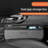 Organizador de lujo para espacio en el asiento del automóvil - Caja para hendiduras de almacenamiento de cuero PU