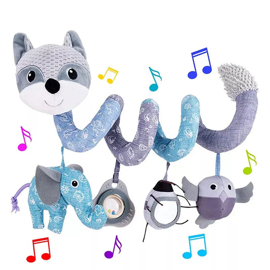 Plush Fox Spiral Activity Toy for Car Seats and Strollers