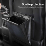 Bolsa de basura para automóvil de cuero sintético impermeable: magnética, a prueba de fugas, organizador para asiento trasero