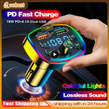 Bluetooth 5.0 Auto-FM-Transmitter mit Dual-USB-PD-Aufladung und MP3-Player mit LED-Hintergrundbeleuchtung