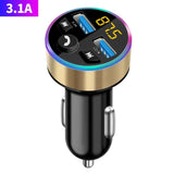 Transmisor FM para automóvil Bluetooth 5.0 con carga USB PD dual y reproductor MP3 con retroiluminación LED