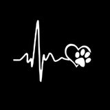 Cute ECG Heart & Paw Car Decal