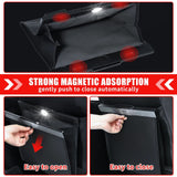Bolsa de basura magnética impermeable para coche con LED y almacenamiento de cuero
