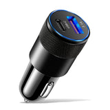 Cargador de coche mini USB-C de 30 W: adaptador de puerto dual de carga rápida