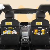 Protector de respaldo para asiento de automóvil con diseño de dibujos animados y bolsillo de almacenamiento
