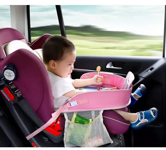 Bandeja de viaje plegable para niños: organizador de asiento de automóvil para actividades y juegos con soporte para dispositivos