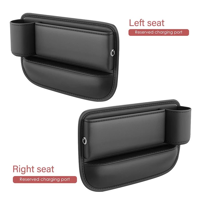 Organizador de espacio para asiento de coche de cuero PU de lujo con portavasos