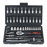 Complete 46-Piece 1/4" Socket Set with Ratchet & Wrench Combo – Professional Auto Mechanic Tool Kit