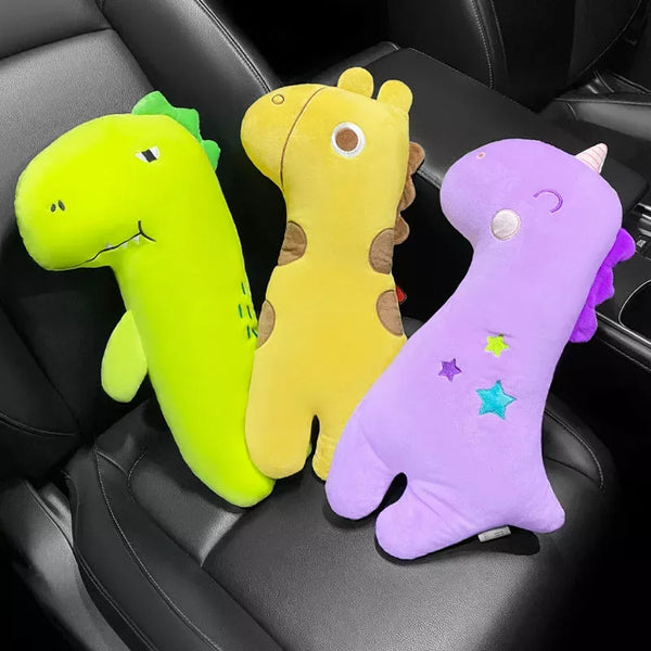 Fundas de cinturón de seguridad de coche de animales de dibujos animados de felpa para niños: Protector universal de acolchado de hombro