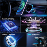 Colorful Magnetic Wireless Car Charger & Phone Holder - Fast Charging for iPhone 12/13/14/15 Pro Max